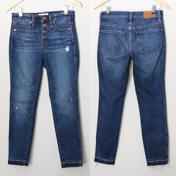 Madewell 10" High-Rise Skinny Jeans Drop-Hem Edition Women's 26 Button Fly $135 - Picture 4 of 16
